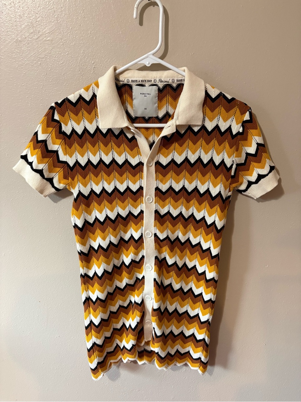 Percival Cabin Weave Knit Shirt Mens size XS